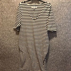 Shin length striped dress